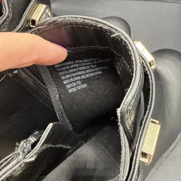 Madden NYC Women's Black Rhinestone Chain Zip Lug Sole Chelsie Ankle Boots Sz 9 - Picture 10 of 13